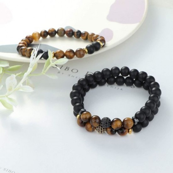 8MM Bead Bracelets For Men Women Lava Rock Lion Leopard Beaded Bracelets Set 8MM Bead Bracelets For Men Women Lava Rock Lion Leopard Beaded Bracelets Set